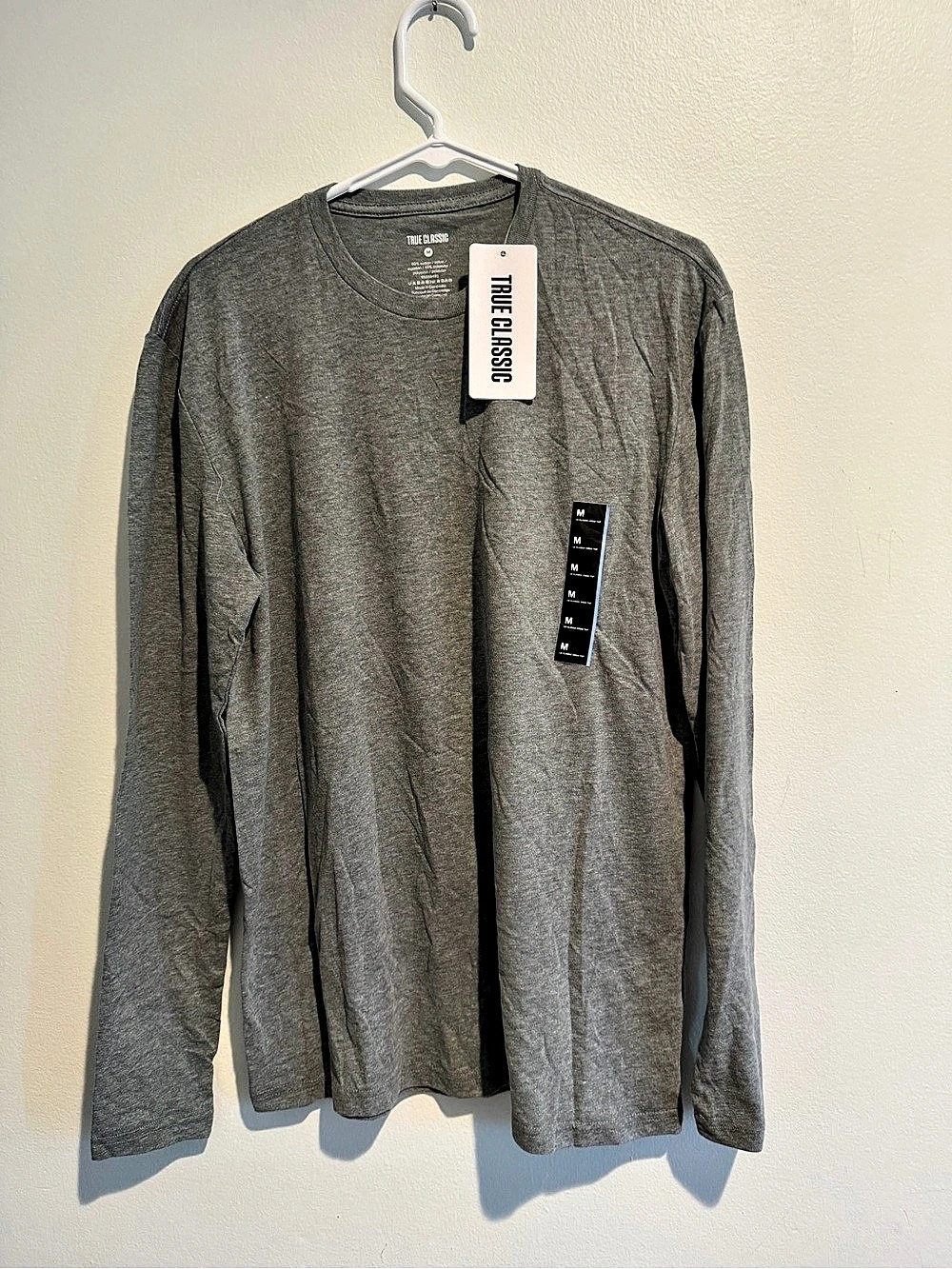 True Classic Long Sleeve Crew Neck Gray Medium
